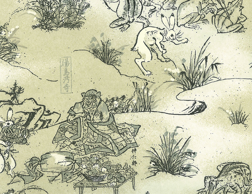 友禅紙鳥獣戯画