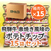 【まとめ買い】炭火焼風 飛騨牛串焼きポテトチップ(100g×15袋) / ポテトチップス ビーフ//