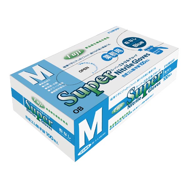 【フジナップ】スーパーニトリルグローブ 手袋 粉無 青 M 100枚入り×30個 衛生商品】フジスーパーニトリルグローブ 粉無 (青) M 100枚