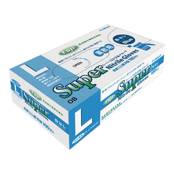 衛生商品】フジスーパーニトリルグローブ 粉無 (青) M 100枚