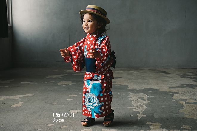 マールマール浴衣 赤100 MARLMARL【マールマール】 yukata for baby