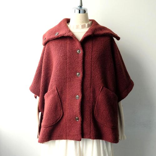 2024秋冬】tumugu: 【ツムグ】ウールアンゴラボア ポンチョジャケット