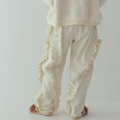 unica コーデュロイアシメフリルパンツ カーキ LADIES unica