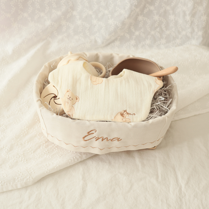 シリコンボウルベビー食器+【名入れ】バスケットギフトセット 6colors シリコンマグ 離乳食食器