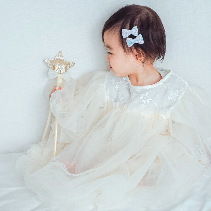 チュールパフスリーブベビードレス 80cm 12m セレモニードレス 女の子 長袖 1歳の誕生日 フォーマル ネコポス 名前入り出産祝い おむつケーキ専門店babyrotaco ベビーロタコ