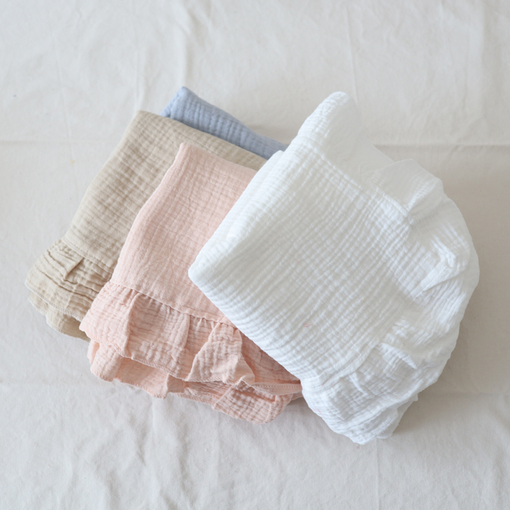 【名入れ】フリルガーゼベビーブランケット 4colors  綿毛布 おくるみ