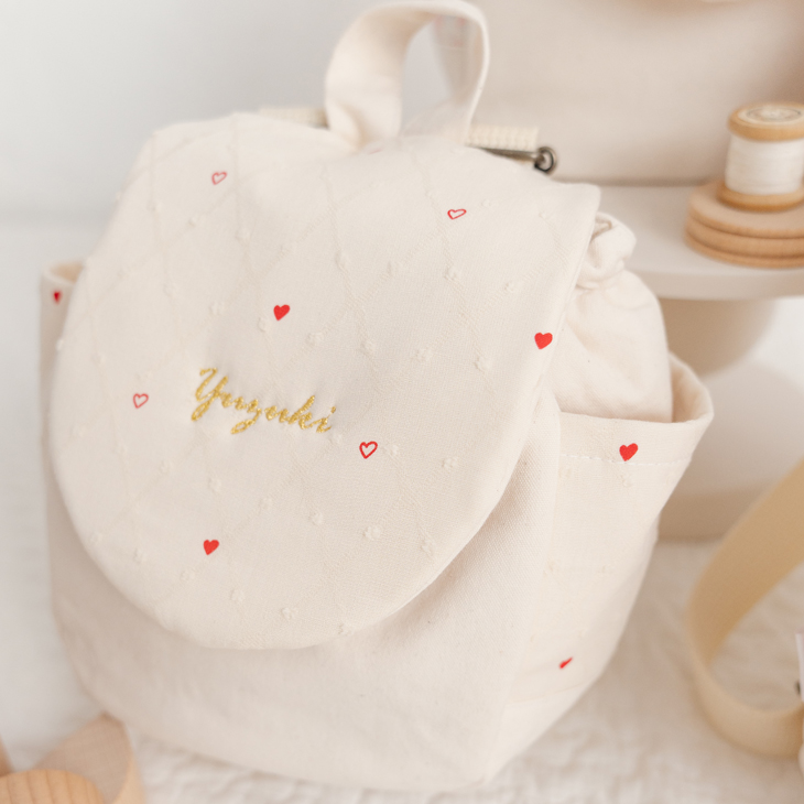 【名入れ】世界にひとつのベビーリュック　シェリハート　ハンドメイド