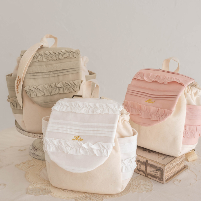 【名入れ】世界にひとつのベビーリュック フリルミューズ ハンドメイド