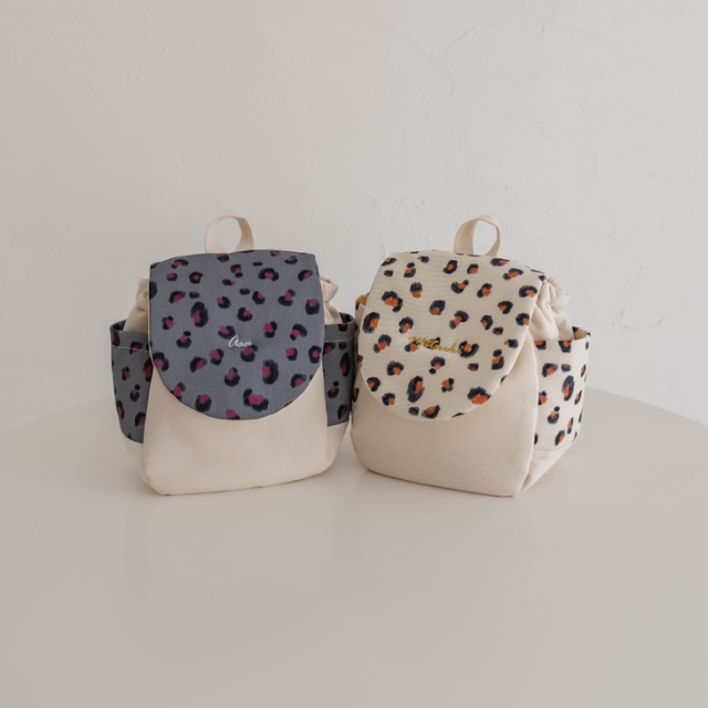 【名入れ】世界にひとつのベビーリュック モダンレオパード ハンドメイド
