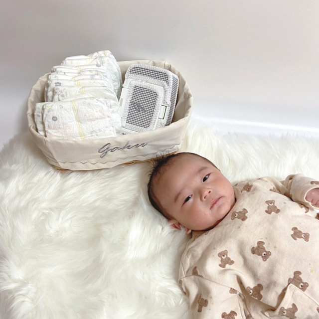 名前入りバスケット【6colors】おむつ入れ/おむつ収納/おむつ