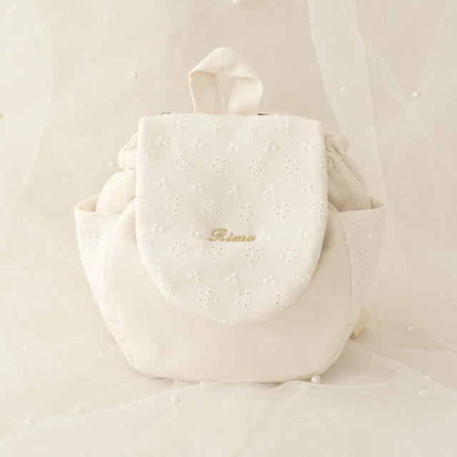 名入れ】世界にひとつのベビーリュック コットンフラワーレース