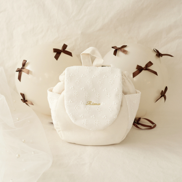 名入れ】世界にひとつのベビーリュック コットンフラワーレース