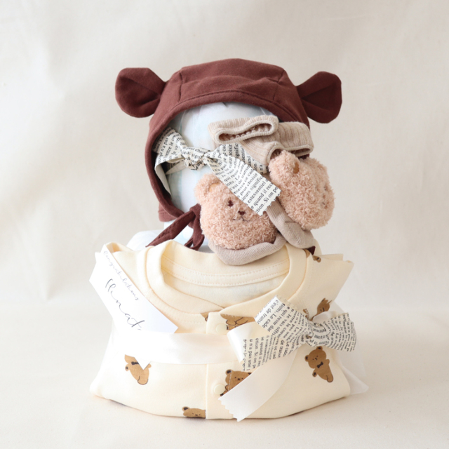 おむつケーキ]Baby Bear 2段おむつケーキ【1colors】くま/ベア