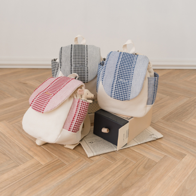 【名入れ】世界にひとつのベビーリュック ミックスライン ハンドメイド