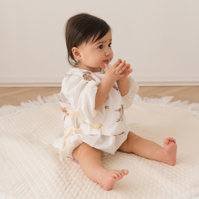 リネンウェアセット アニマルワールド Dress or Rompers × 3 Collars(ワンピースまたはロンパース × 3カラーズ) 80cm