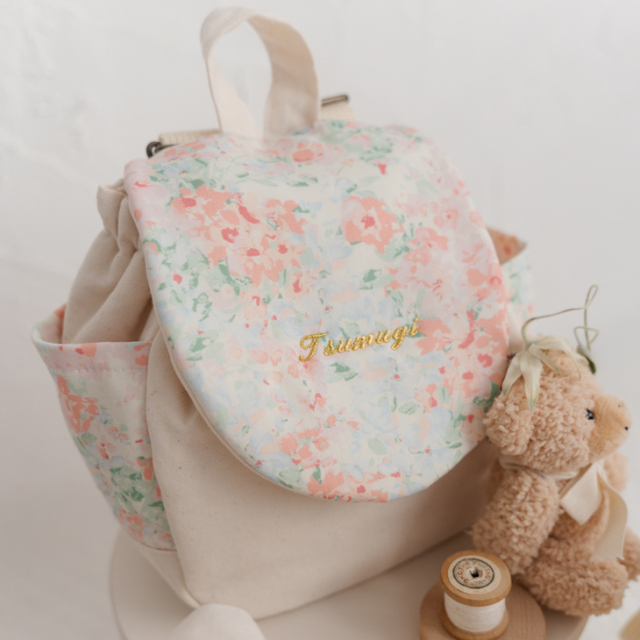 【名入れ】世界にひとつのベビーリュック　ソルベ ブルーム　ハンドメイド