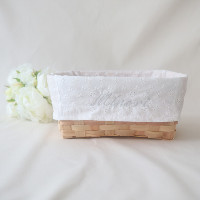 COTTON FLOWER LACE]名前入りバスケット【1colors】コットン