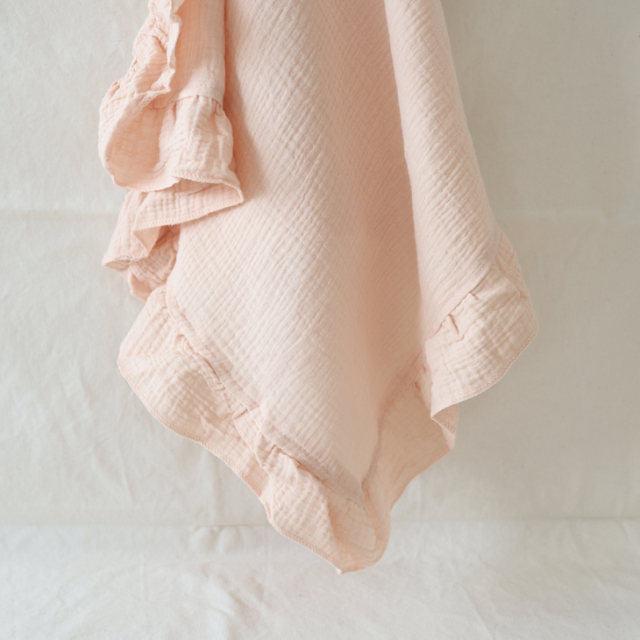 レースひらひらガーゼブランケット ベビー ギフト 4重ガーゼ フリル