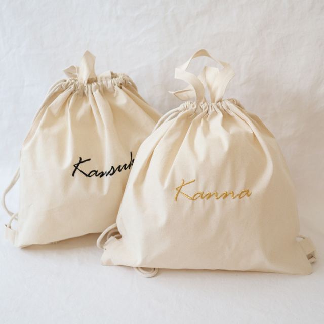 SIMPLE]一升餅巾着リュック【8colors】シンプル/名入れ刺繍/一升パン/1