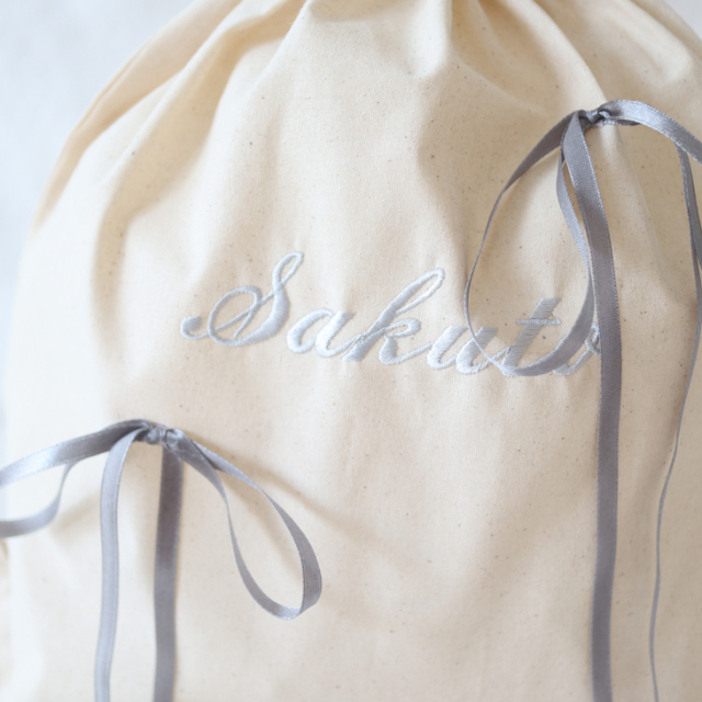 SATIN RIBBON]名入れ一升餅巾着リュック【4×8colors】サテンリボン
