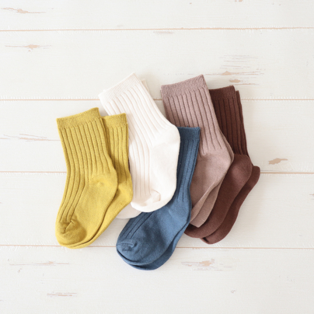 くすみカラーコットンベビーソックス[A]【5colors】