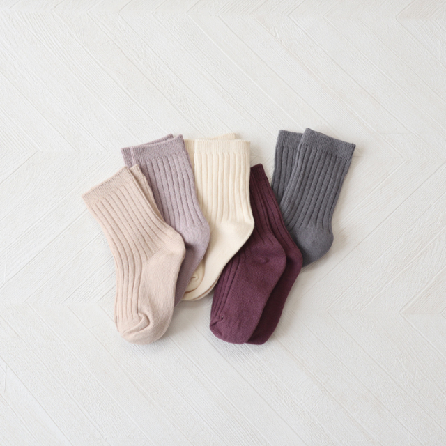 くすみカラーコットンベビーソックス[B]【5colors】