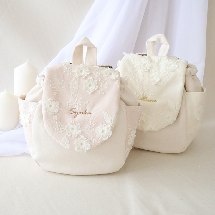 COUTURE FLOWER]世界にひとつの名入れベビーリュック【2colors