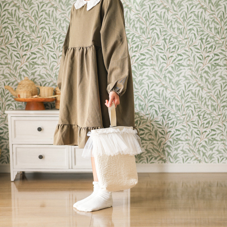 シューズバッグ 2color チュール 上履き入れ ハンドメイド