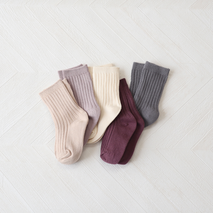 くすみカラーコットンベビーソックス[B]【5colors】