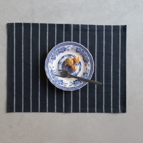 《メール便可》《ラッピング可》【亀田縞】ランチョンマット　ストライプ/ネイビー　