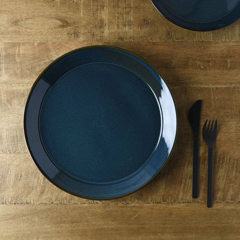 【美濃焼】ブルー　丸プレート/L