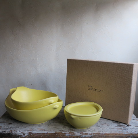 《ラッピング可》【美濃焼】キッズ　ボウル３個セット　cotori/イエロー