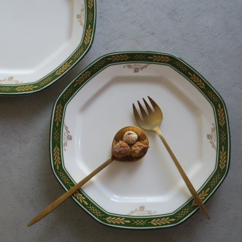 【Vintage/ヴィンテージ】美濃焼/オクタゴナル ディナープレート２枚セット