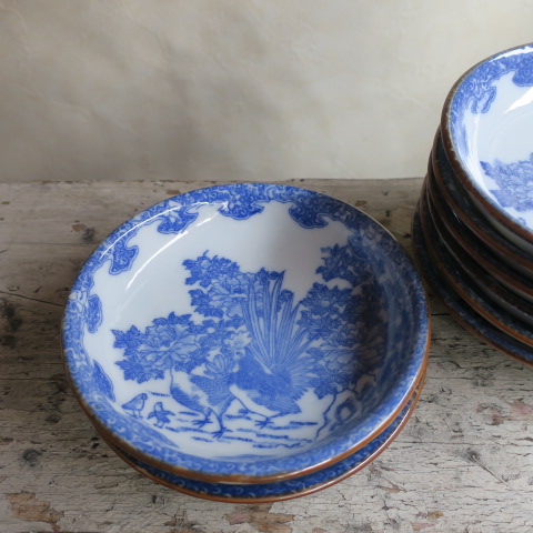 【Vintage/ヴィンテージ】印判/牡丹鶏 小皿