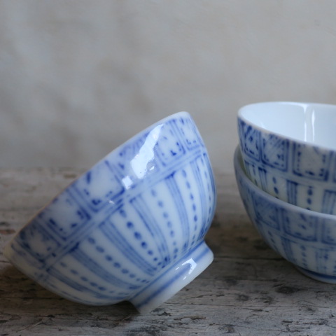 【Vintage/ヴィンテージ】印判/縞文様 湯のみ3個セット