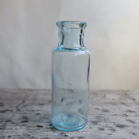 【Vintage/ヴィンテージ】ガラス瓶ミニ/フラワーベース　ブルー/ロング