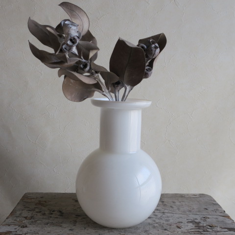 【Vintage/ヴィンテージ】ガラスのフラワーベース/ホワイト