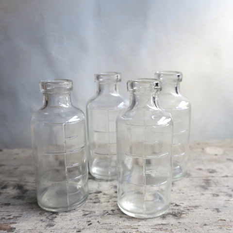 【Vintage/ヴィンテージ】ガラス瓶ミニ 4個セット/フラワーベース　