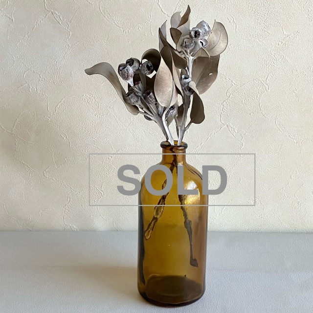 【Vintage/ヴィンテージ】ガラス瓶/フラワーベース　ブラウンM