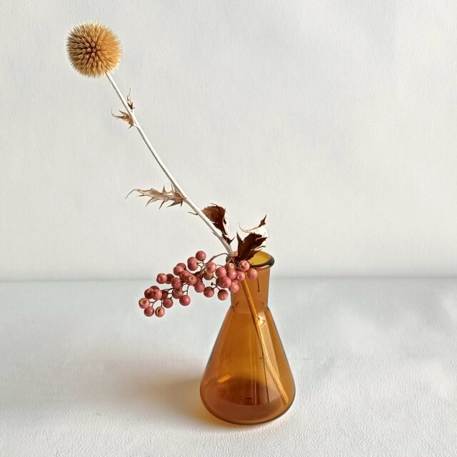 昭和レトロ | アンバー | 琥珀 |三角フラスコ | (8.7cm） | 『器と道具