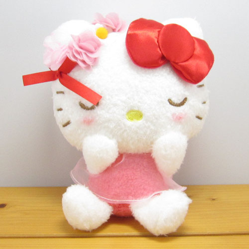 サンリオキャラクターズ　フラワーリボン　ハローキティ（Hello Kitty）　ぬいぐるみS