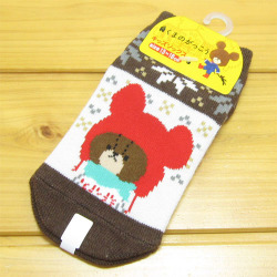 くまのがっこう　キッズソックス　ノルディック　帽子　ブラウン