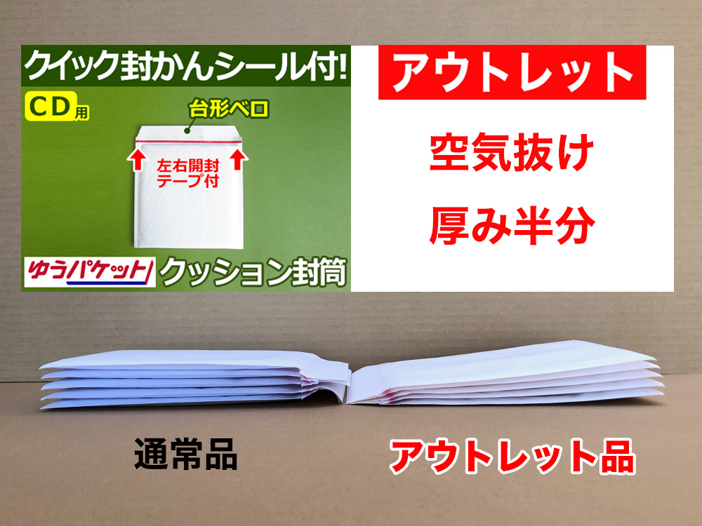【アウトレット】【184枚】【通常1枚16.17円が8.08円】クッション封筒（CD3枚・DS・PSP3ソフト2枚用） ゆうパケット・定形外郵便規格内対応（ホワイト）【ポイントなし】【３】