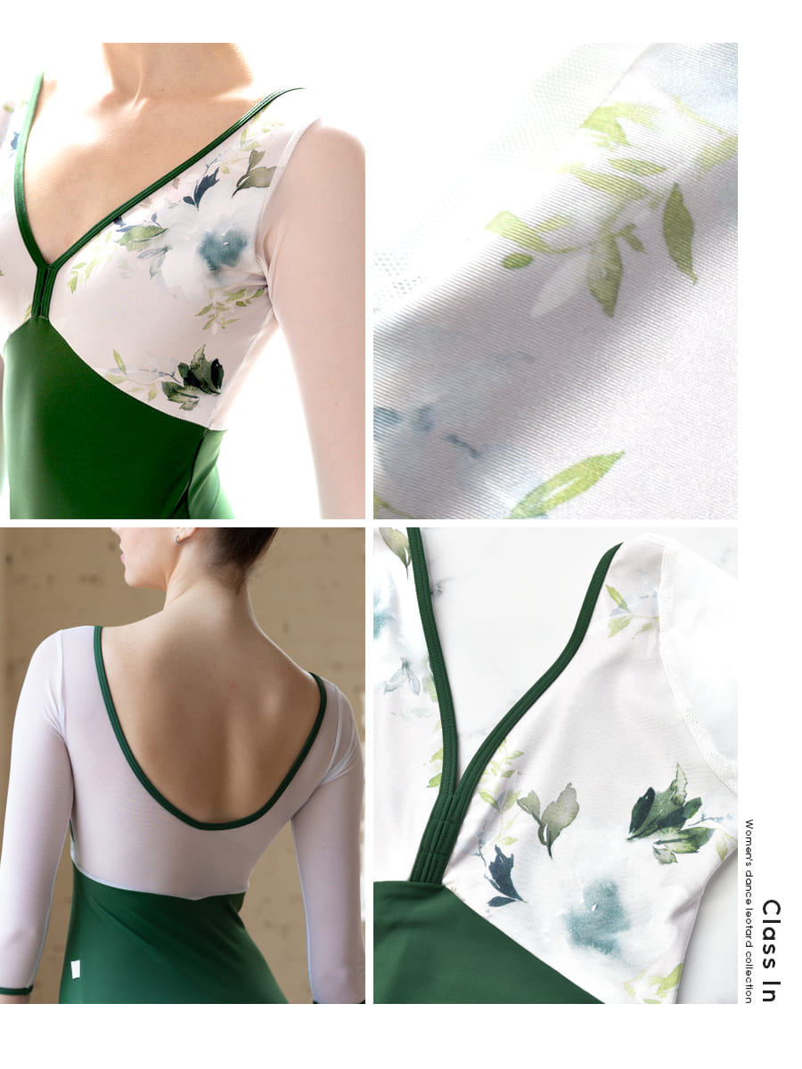 Class In フラワープリント レオタード　Lサイズ Class In】ボートネック 花柄 バレエ レオタード 大人 | Ballet