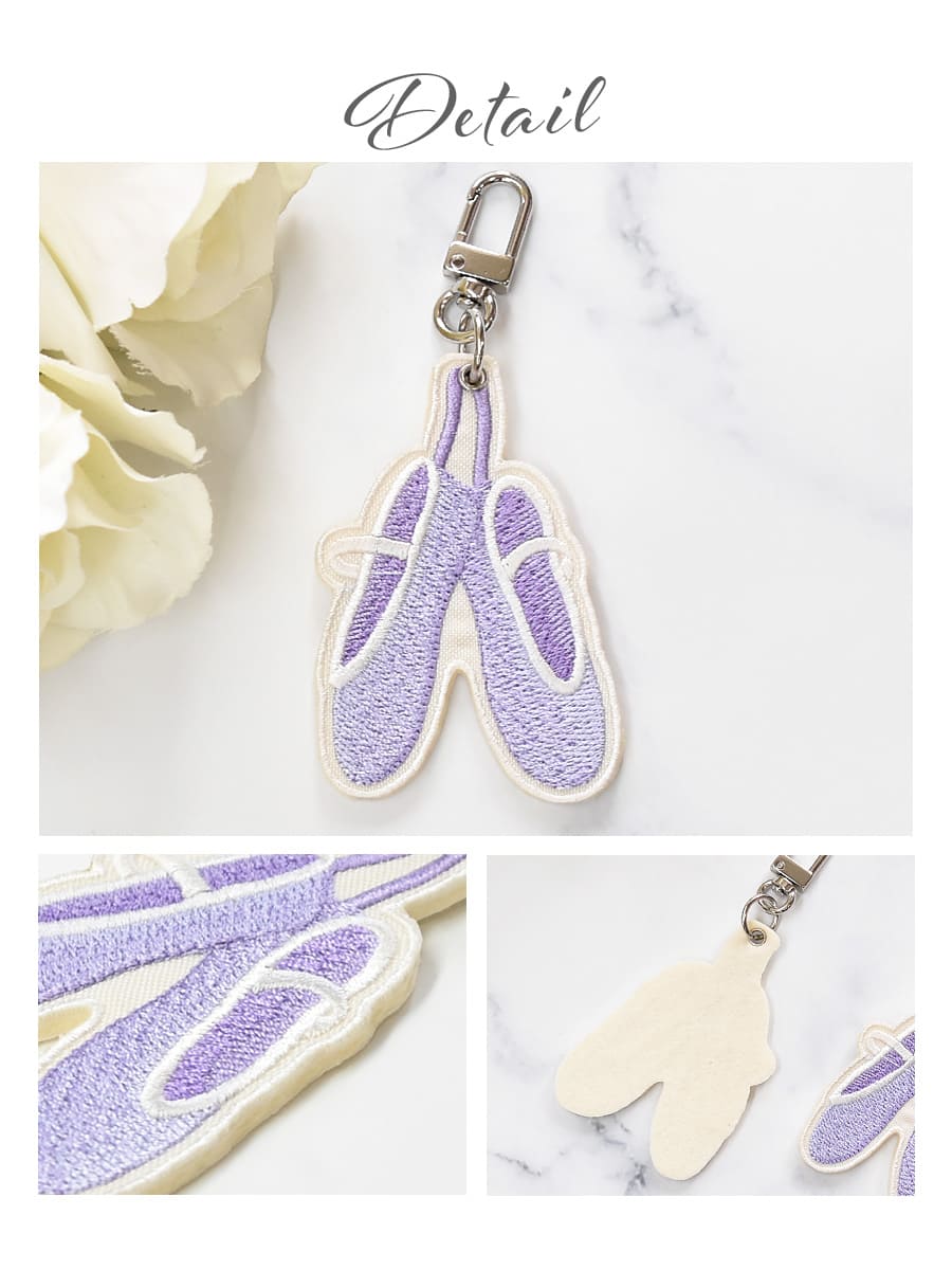 バレエシューズ刺繍キーホルダー