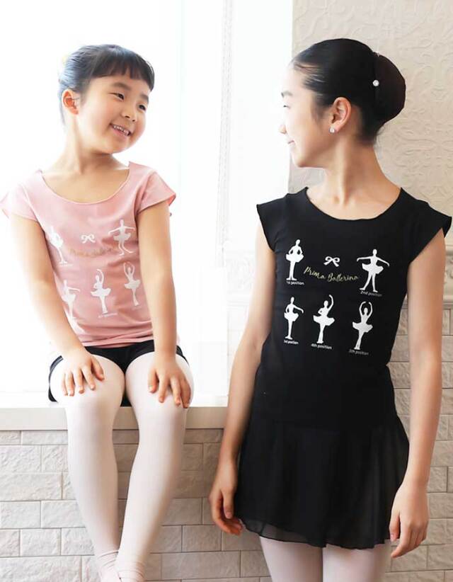 ＜abbyオリジナルバレエTシャツ＞Ballet PositionsフレンチスリーブTシャツ  