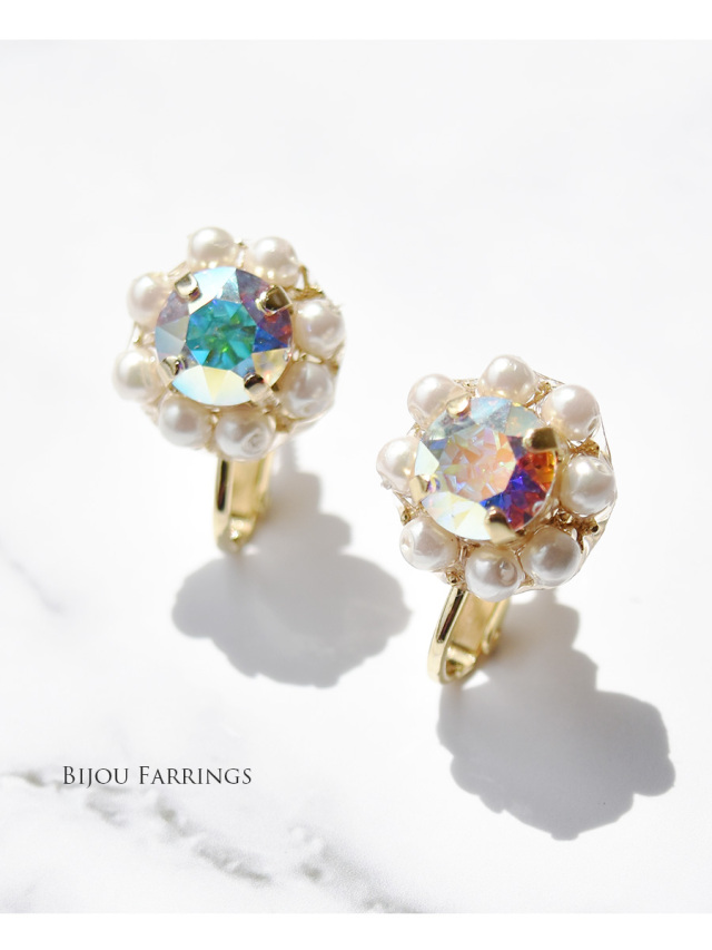 バレエ・舞台用アクセサリー＞パールビジューイヤリング（105PS）