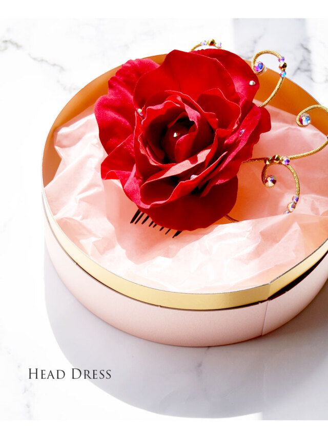 バレエ・舞台用アクセサリー＞バラとビジューの髪飾り