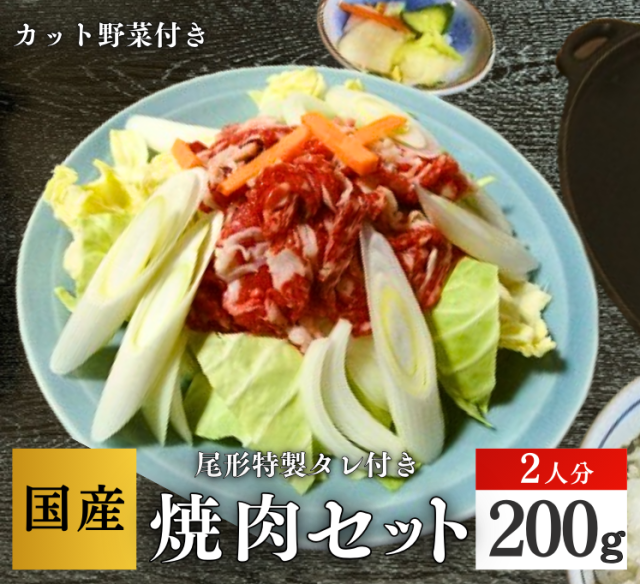 【F-102】焼肉セット２人分　 赤身スライス　専用たれ付　野菜付　馬肉　桜肉