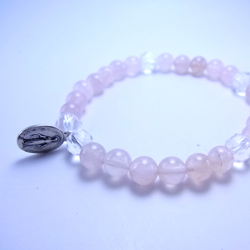 メダイ入りローズクオーツ シルバー M